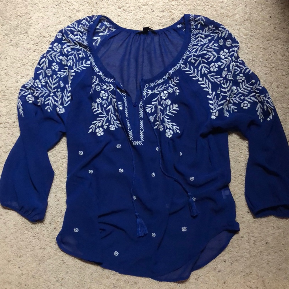 Cobalt blue peasant top